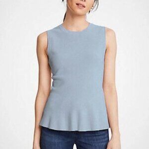 Ann Taylor Factory Sleeveless Peplum Knit Sweater Shell Tank Top XS